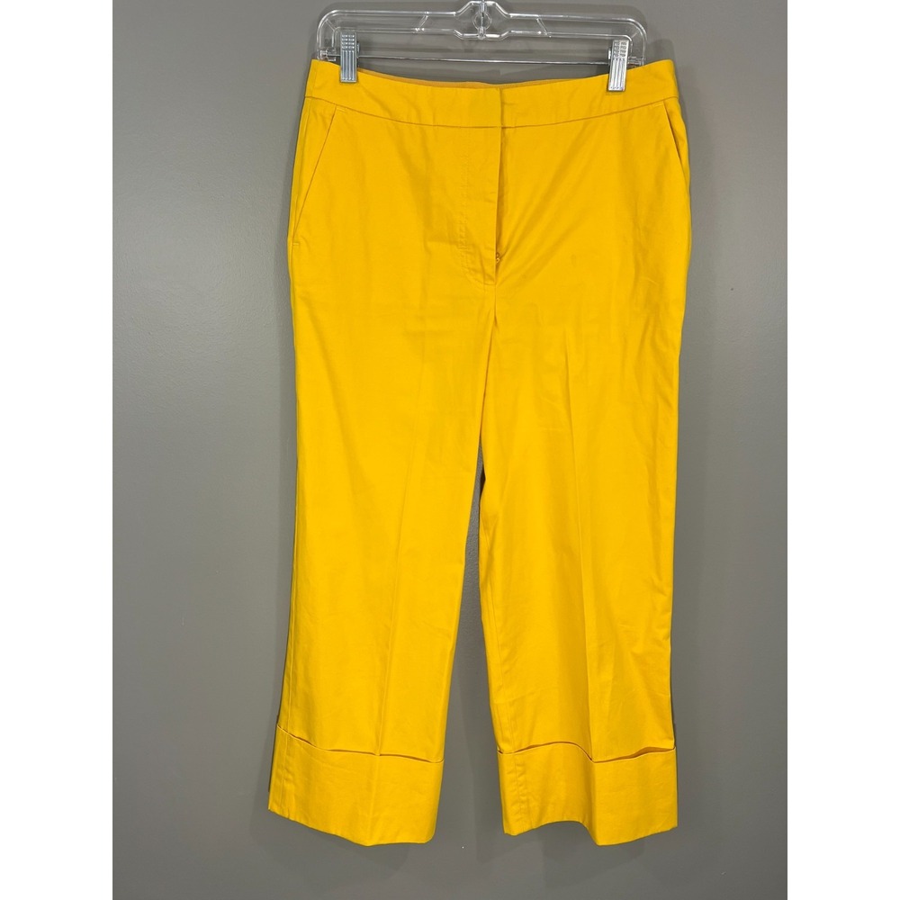 Boden mustard Yellow Wide-Leg Cropped Cuffed Pants size US 8R 100% Cotton